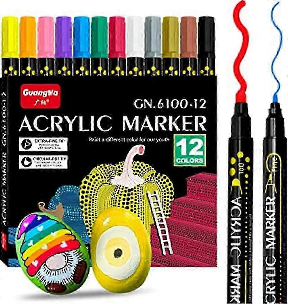 Acrylic Pens For Stones Waterproof 36 Colours Dual Tip Pens