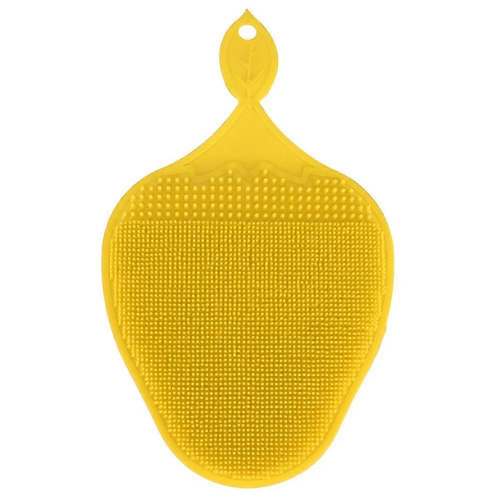 Double-side Silicone Dish Washing Sponge Scrubber Multi-function Kitchen Cleaning Tool (Yellow)