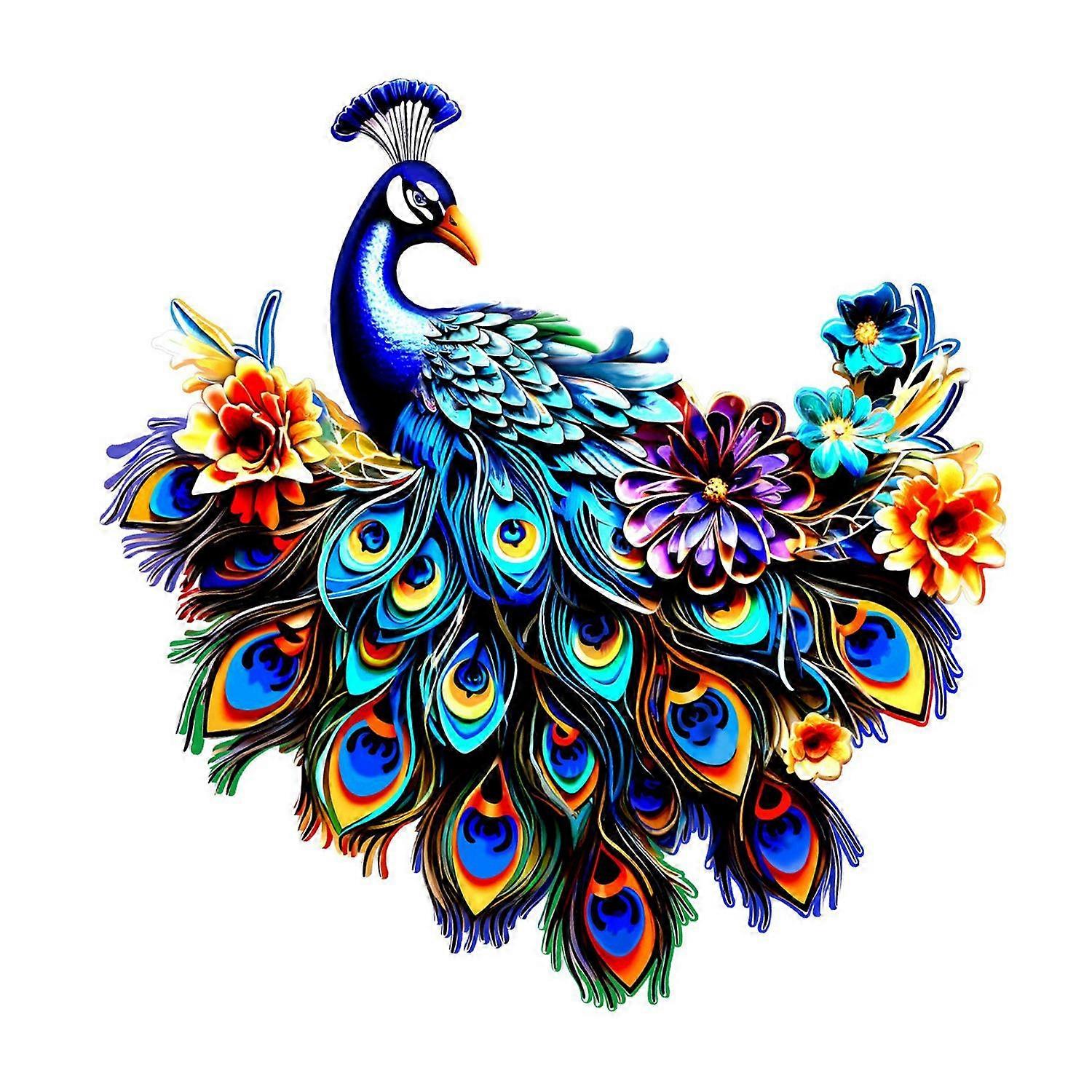 [安德在线]（蓝色） 1pcs孔雀新壁饰铁制工艺品