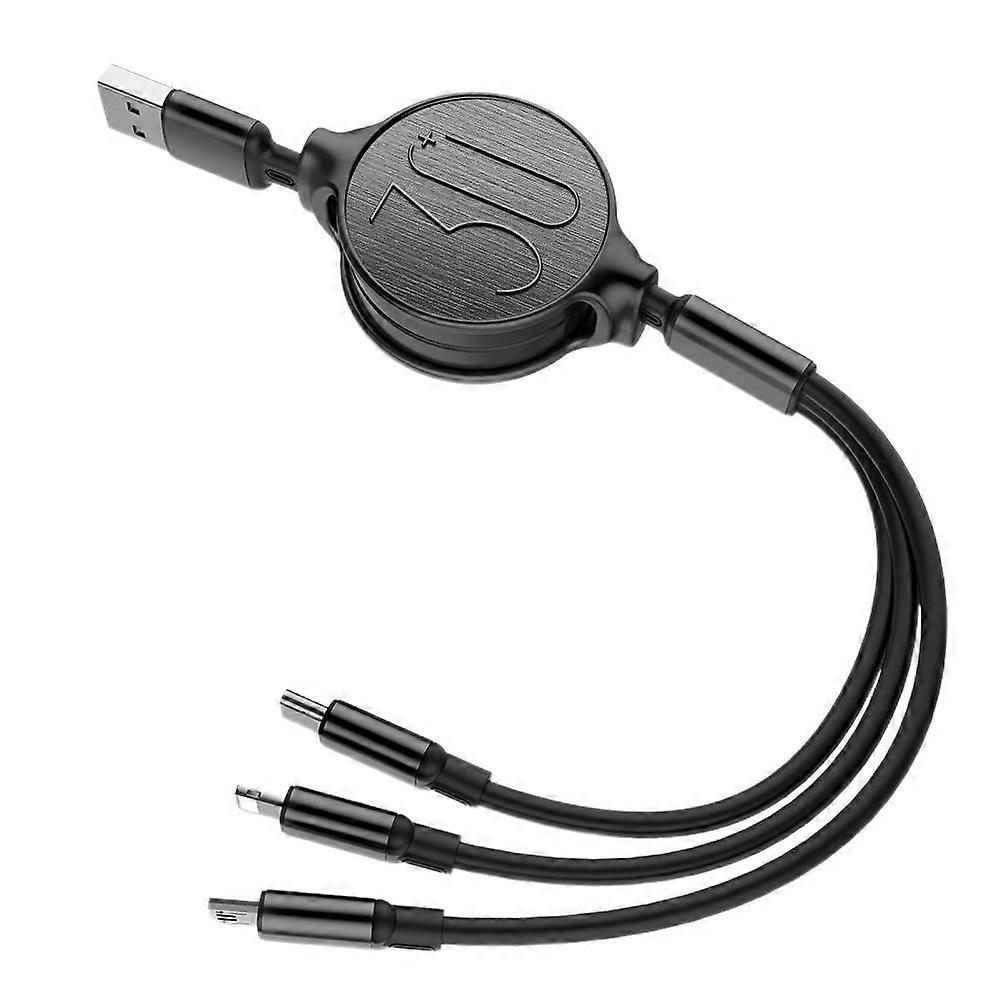 Three-in-one data cable Android Apple 3A fast charging cable car mobile phone charging cable data cable car suppliesBlack