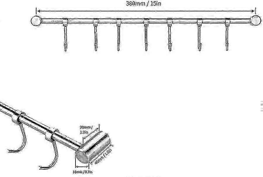Kitchen Wall Rack Kitchen Utensil Wall Storage Rack With 7 Hooks, For Hanging Kitchen Utensils