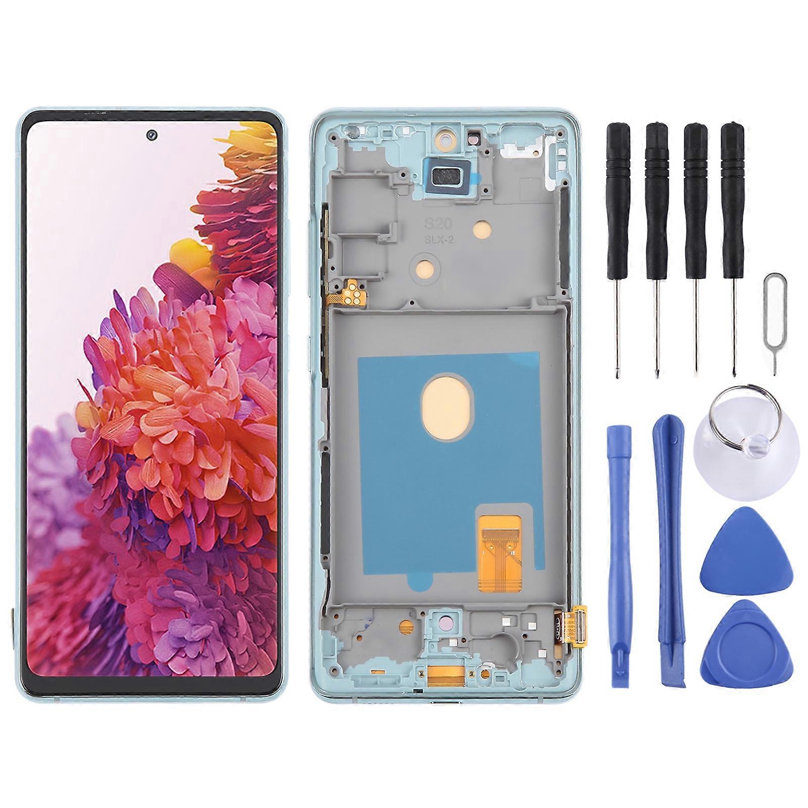 لجهاز Samsung Galaxy S20 FE SM-G780F 6.43 بوصة OLED LCD شاشة محول رقمي تجميع كامل مع إطار