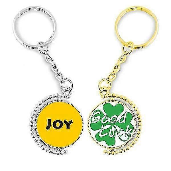 Joy Word Inspirerende citat Ordsprog Nøglekæde Ring Tilbehør Par Nøgleholder Heldig