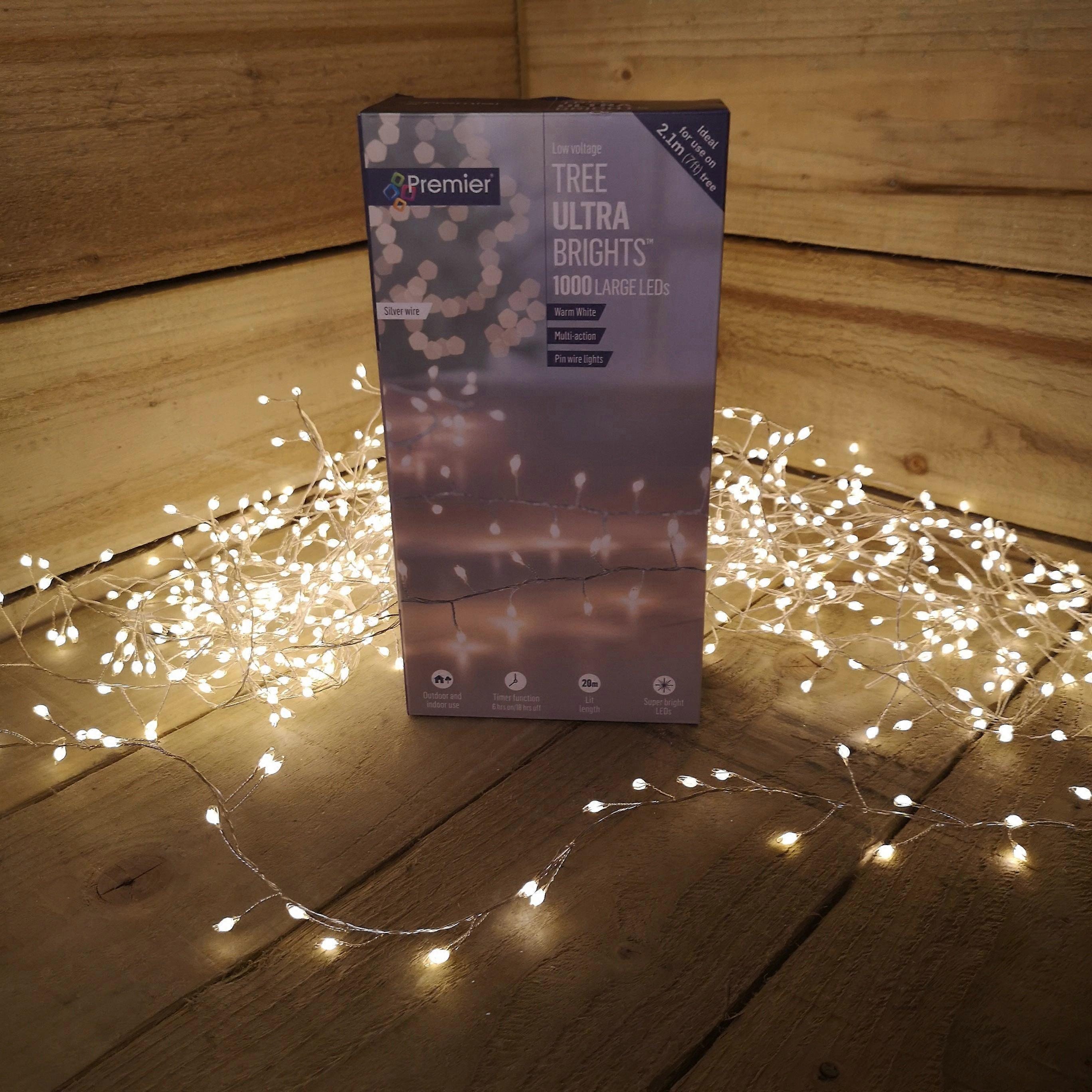 Christmas 1000 Silver Wire Treebright With Timer -warm White Leds