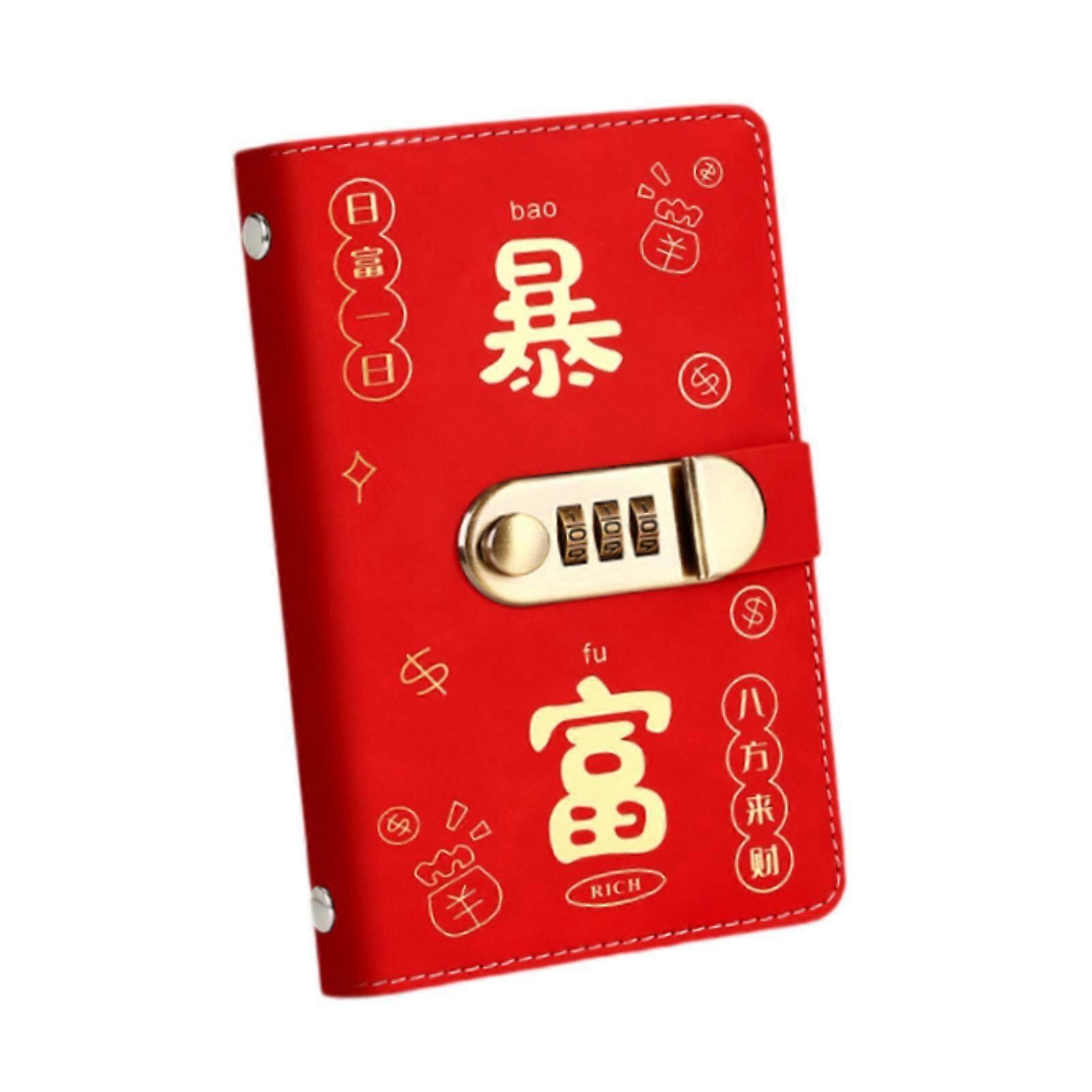 Money Saving Binder Compact with Combination Lock with 100 Pieces Cash Envelops Red