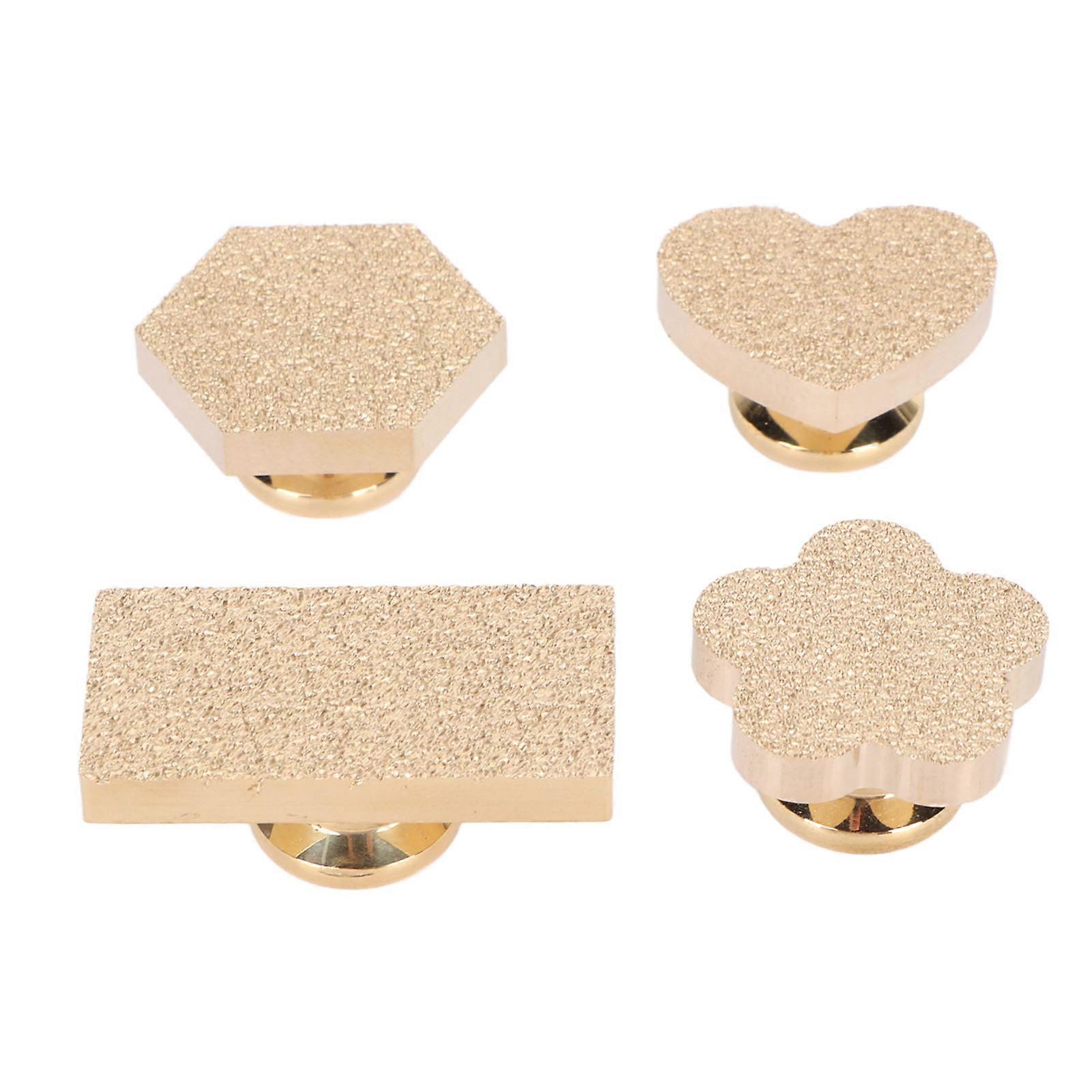 4Pcs Frosted Stamp Head Blank Assorted Shapes Durable Copper Light Wax Seal Stamp Head for DIY Craft Envelope Making