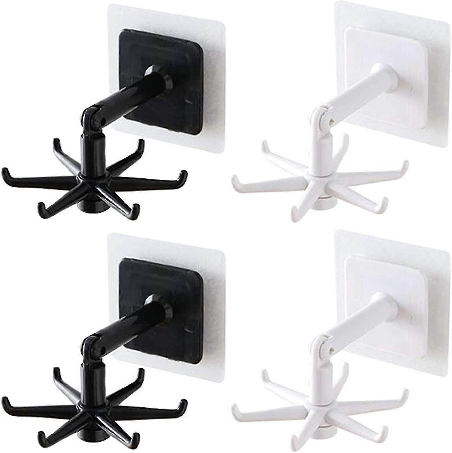 4 Pieces Rotating Storage Hooks, 360  Rotating Folding Hooks, Kitchen Hooks, Self-adhesiv