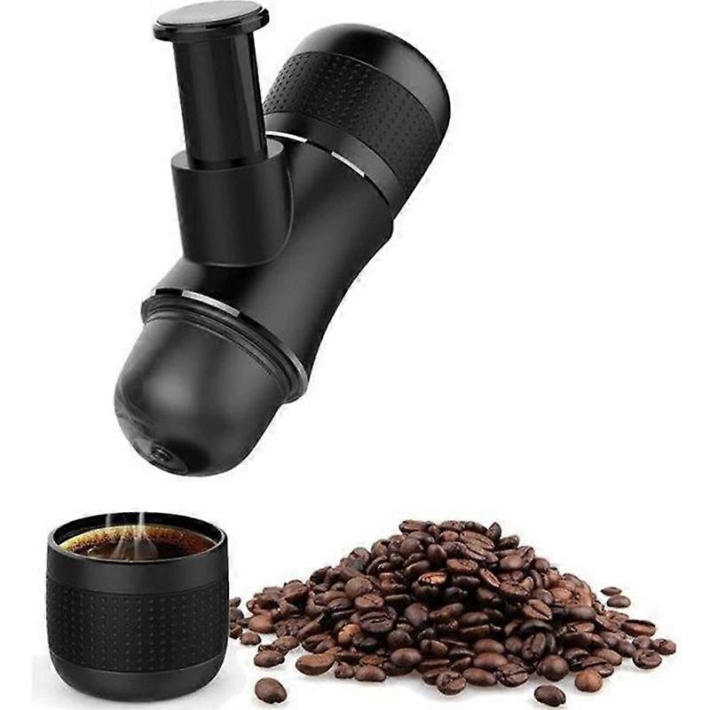 Portable Coffee Machine Espresso Mini Travel Coffee Maker - Black - Espresso - Ground Coffee
