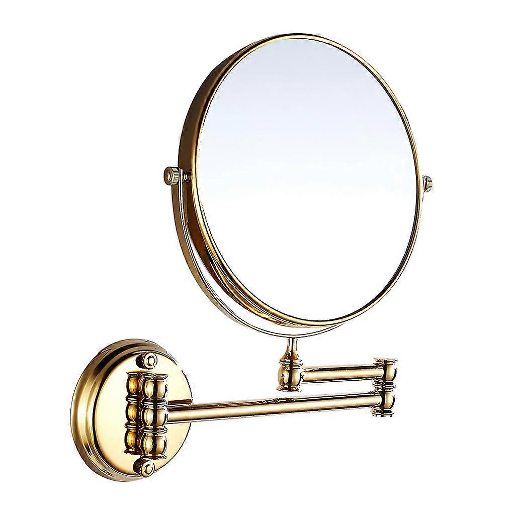 Bathroom Folding Brass Shave Makeup Mirror Wall Mounted Magnifying Gold