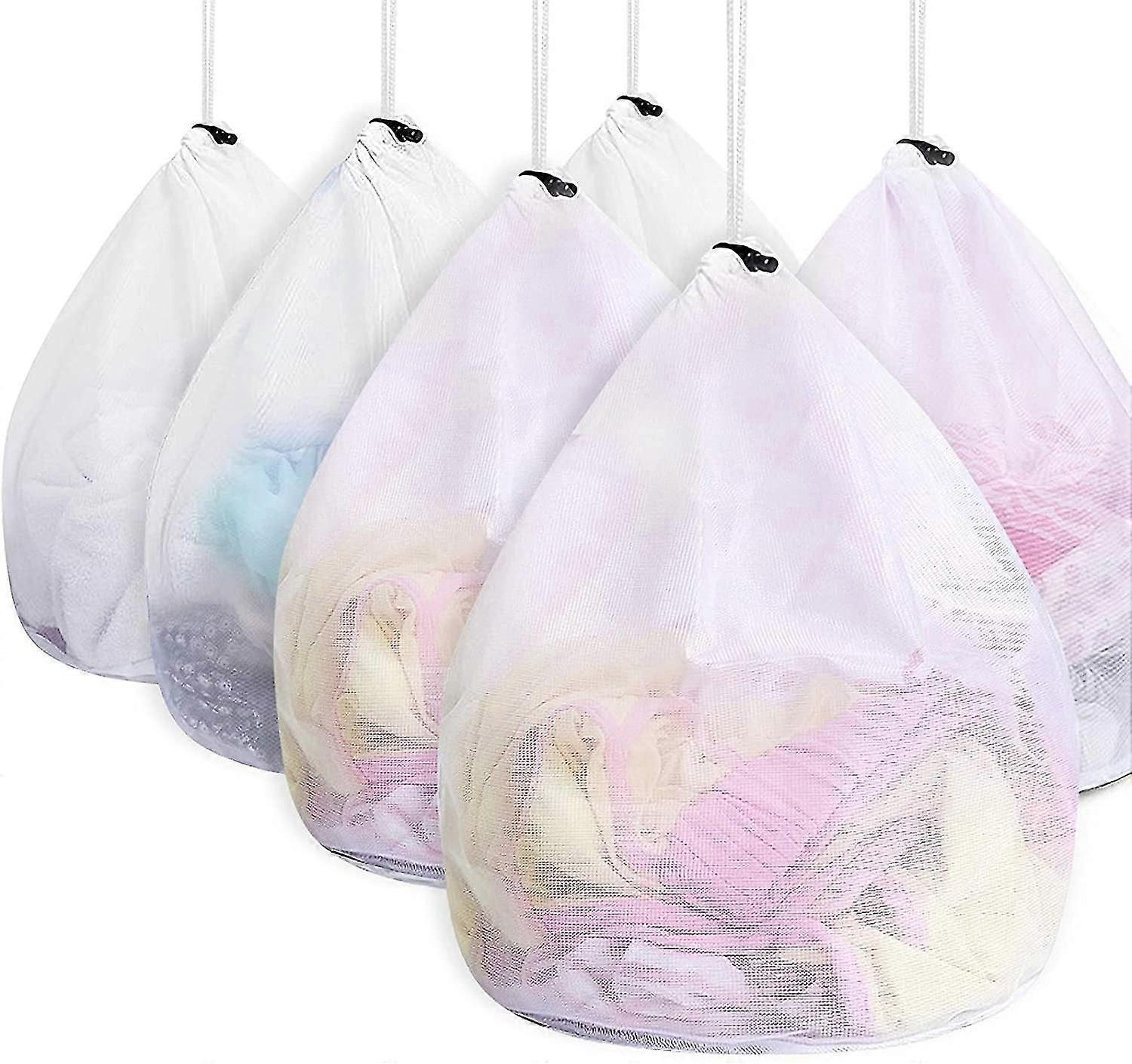 6 Pieces Laundry Bag Washing Machine With Cord Stopper Reusable Large