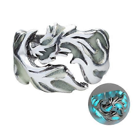 Glow in The Dark Luminous Men Ring Cool Personality Flying Dragon Ring for Bar