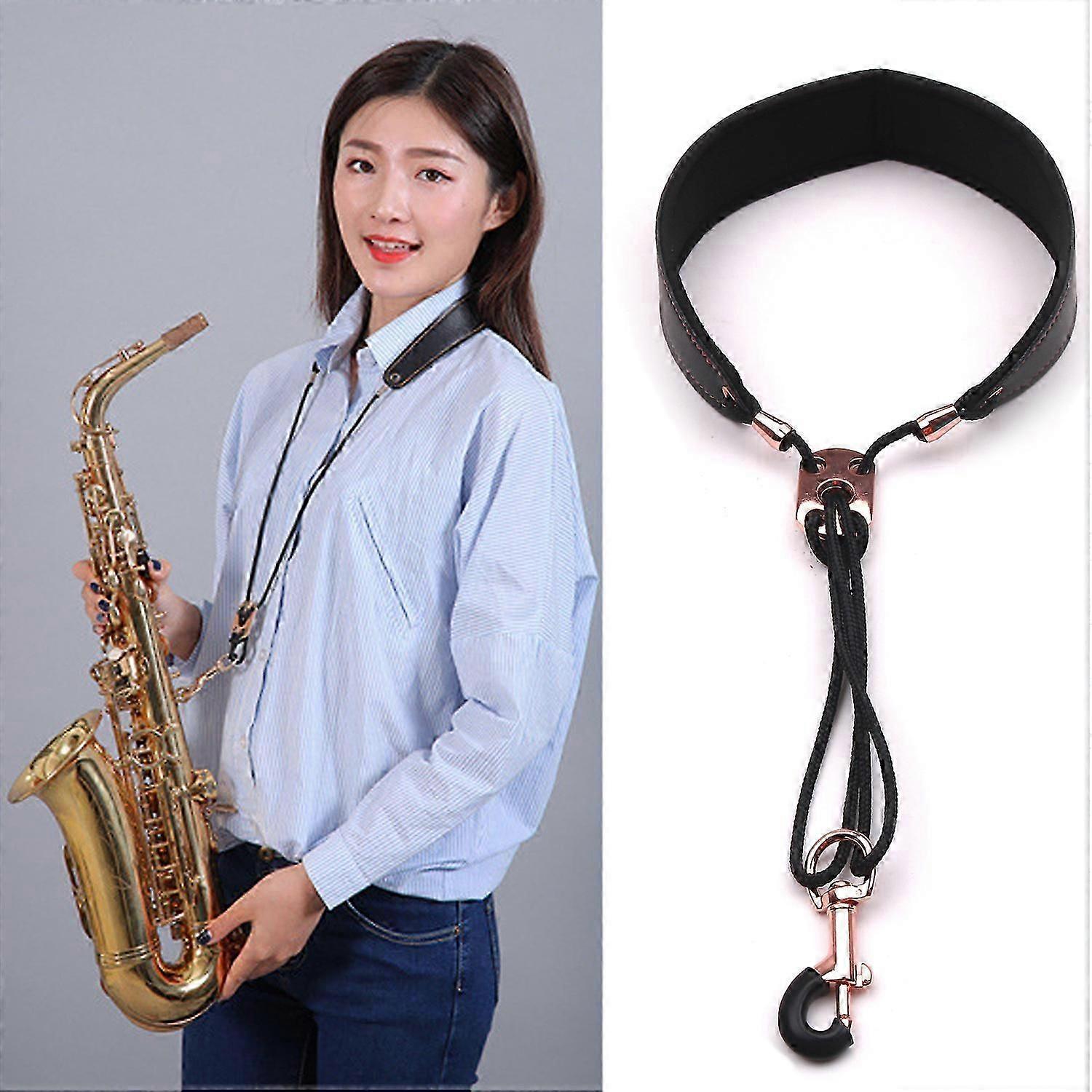 Saxophone Strap, Universal Leather Double Shoulder Strap, Adjustable Padded Shoulder Strap For Alto Saxon Tenor Soprano Saxophone