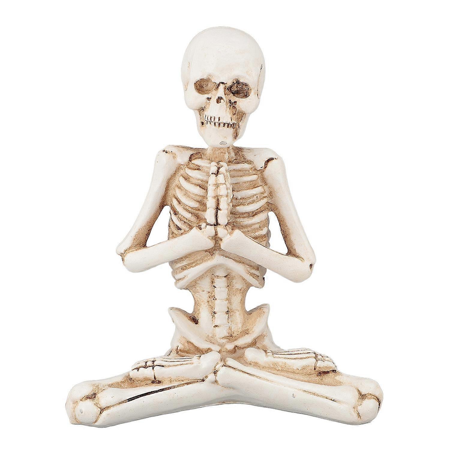 Skull Ornament Meditation Sitting Skeleton Figurine Small Resin Statue for Holiday Party Desk Decora
