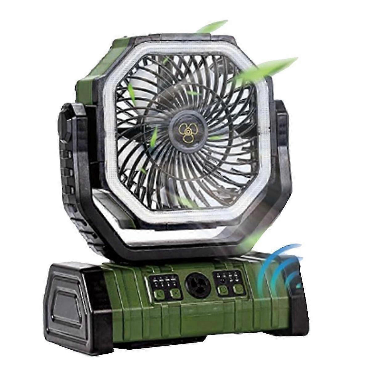2026 new 10000mAh Battery Fan Rechargeable with Hook&Bright LED Light Remote Control Timer Auto Oscillation