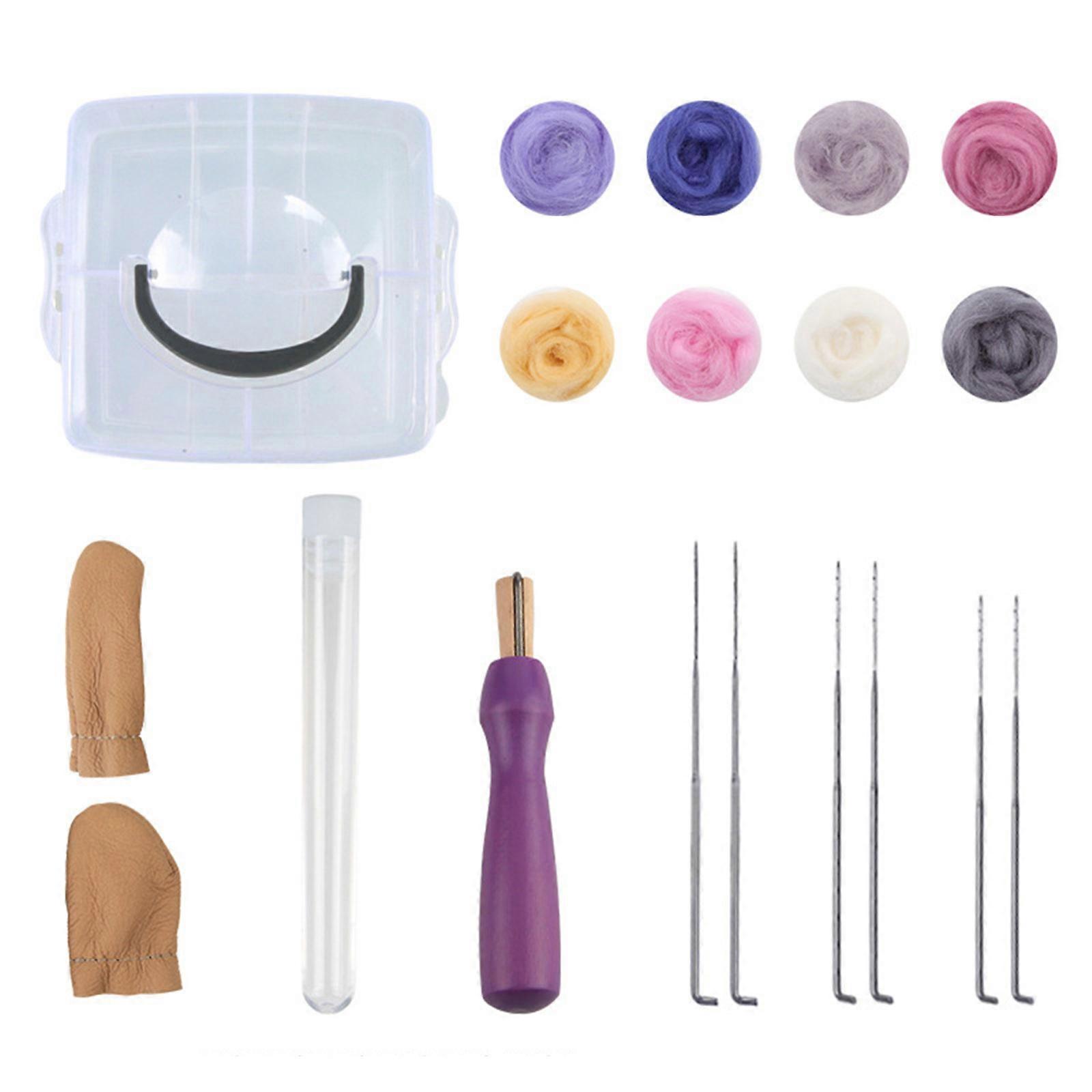 Needle Felting Kits 8 Color Wool Roving Set Wool Felting with Portable Storage Box for DIY Craft Accessories Home Decor