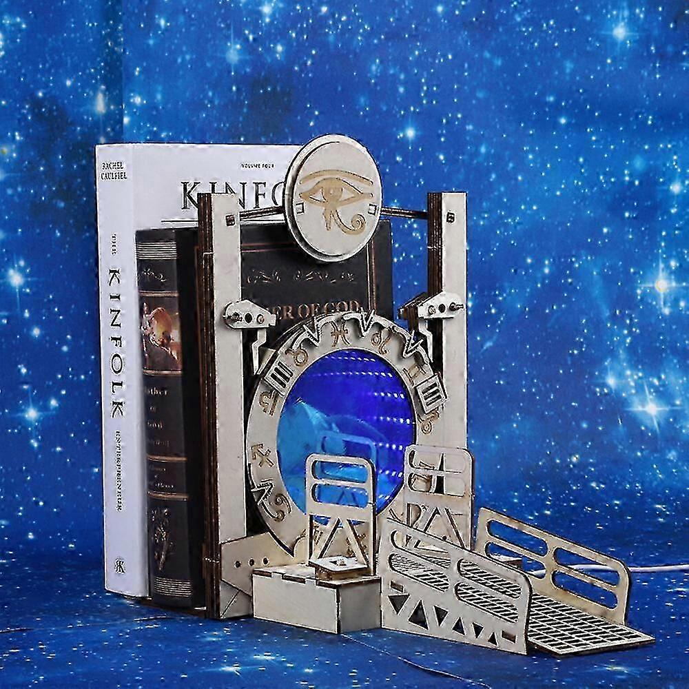 1pc Galaxy Gate Bookend Creative Cross-border Time Tunnel Led Light Up Bookends Desktop Book Stoppers Bookshelf Gifts