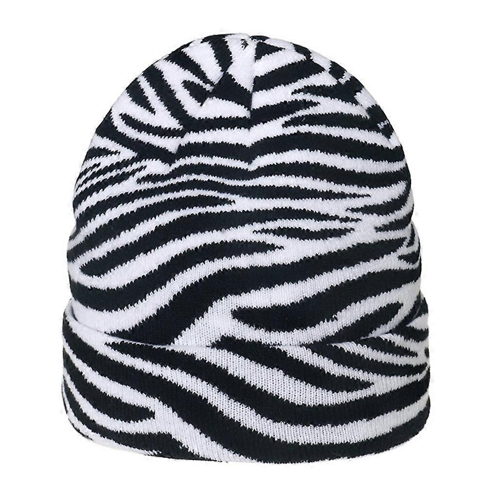 Jednoduchý Módní Pletený Klobouk Tlustý Teplý Osobnost Pletený Klobouk Kráva Zebra Leopard Tisk Podzim Zima Pro Samce Zebra