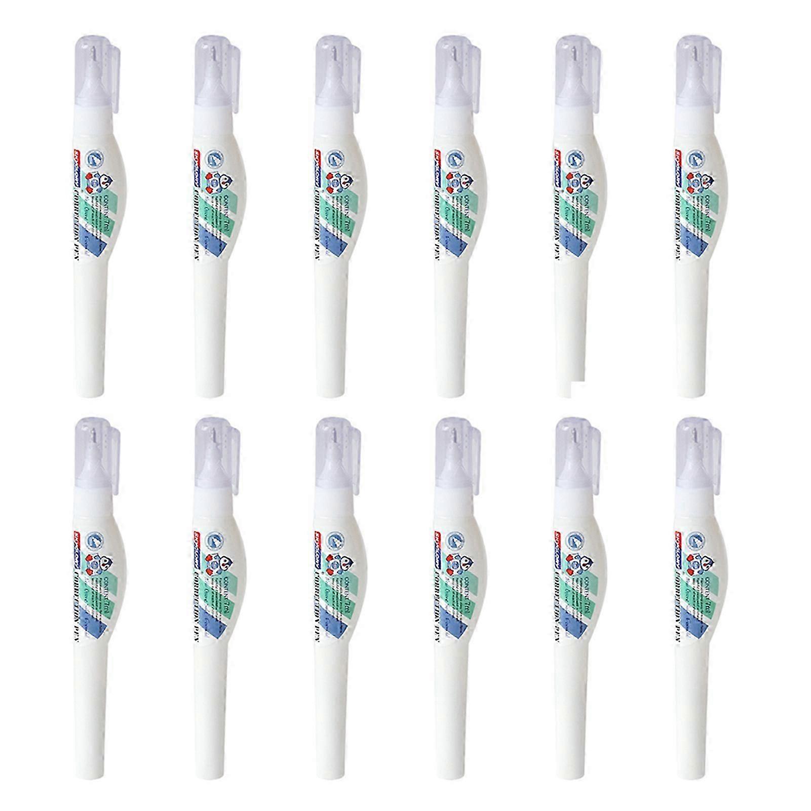 12pc/box Squeeze Quick Drying Office Fluid School Stationery 7ml Correction Pen Student Portable Needle Point Strong Coverage