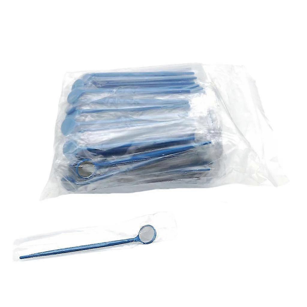 100 Pieces  Disposable Mouth Exam Mirrors Plastic Instruments Blue