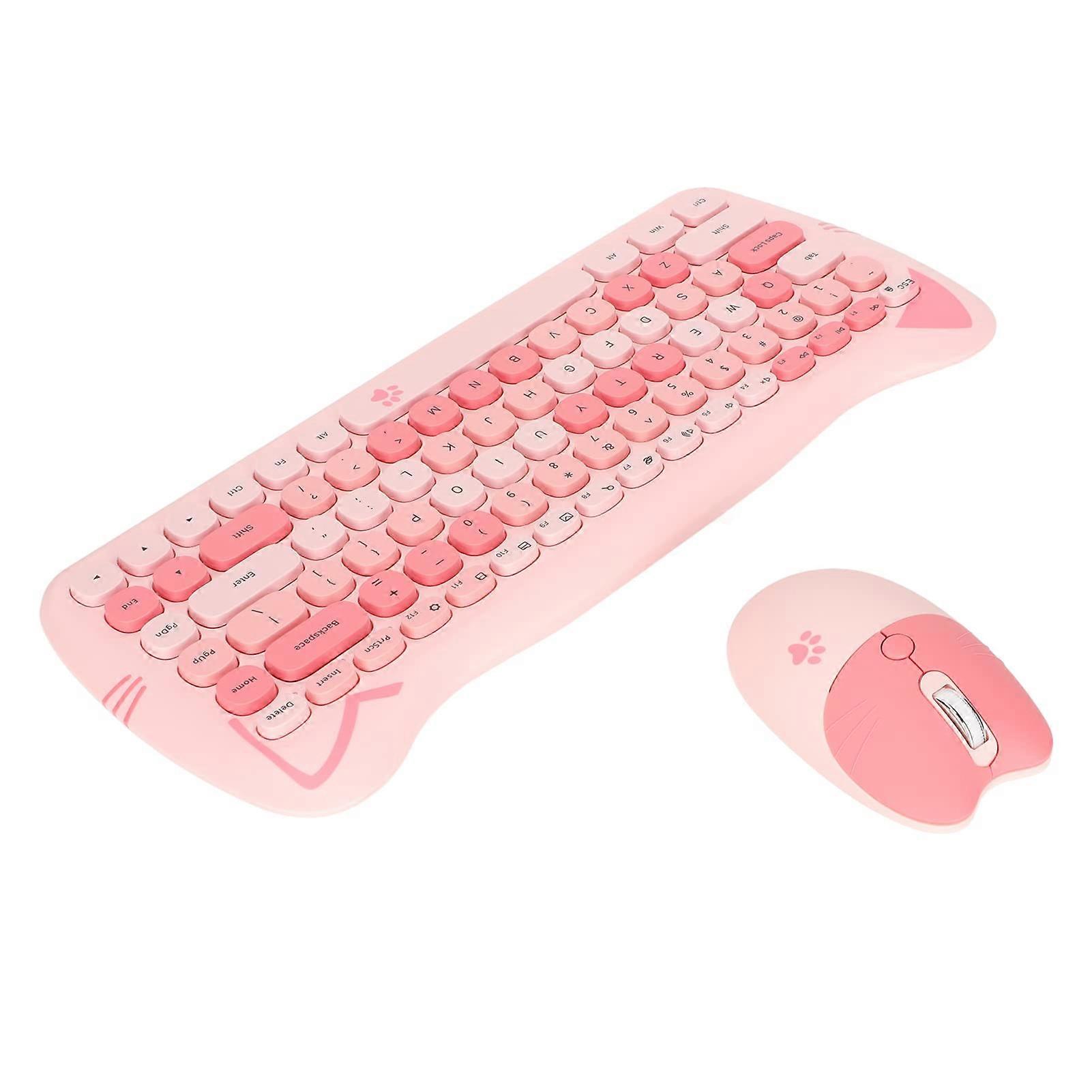 Wireless Keyboard Mouse Combo, Cute Cat Shape 2.4G Ergonomic Computer Keyboard and Mouse Desktop Keyboard Mouse Combo for PC, Laptop,Tablet (2)