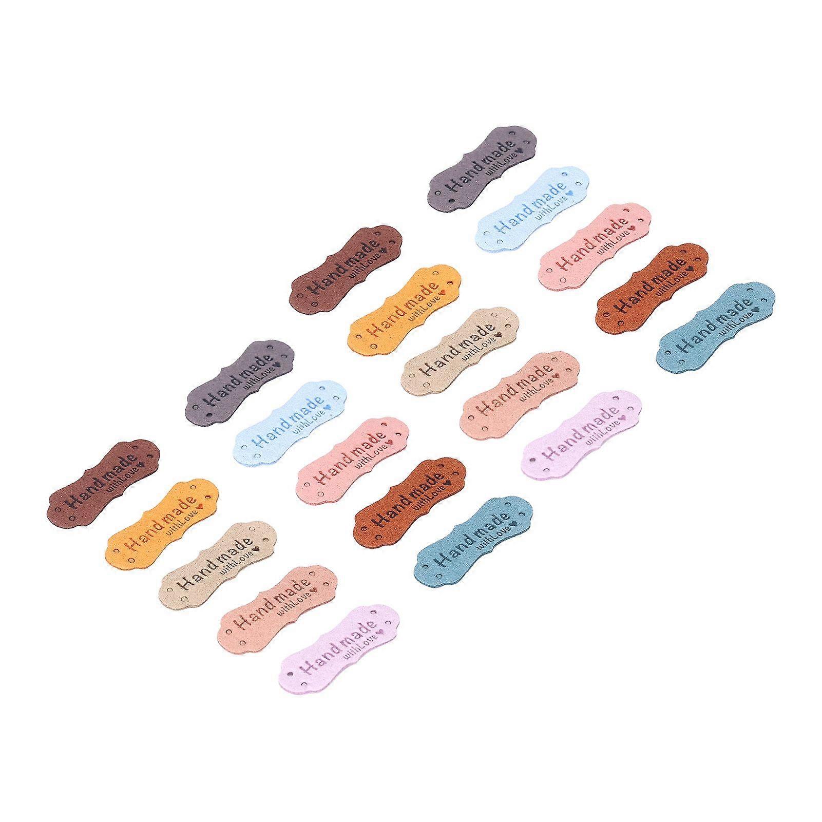 20pcs Leather Labels, Embossed DIY Handcrafted Tags for Knitting Projects