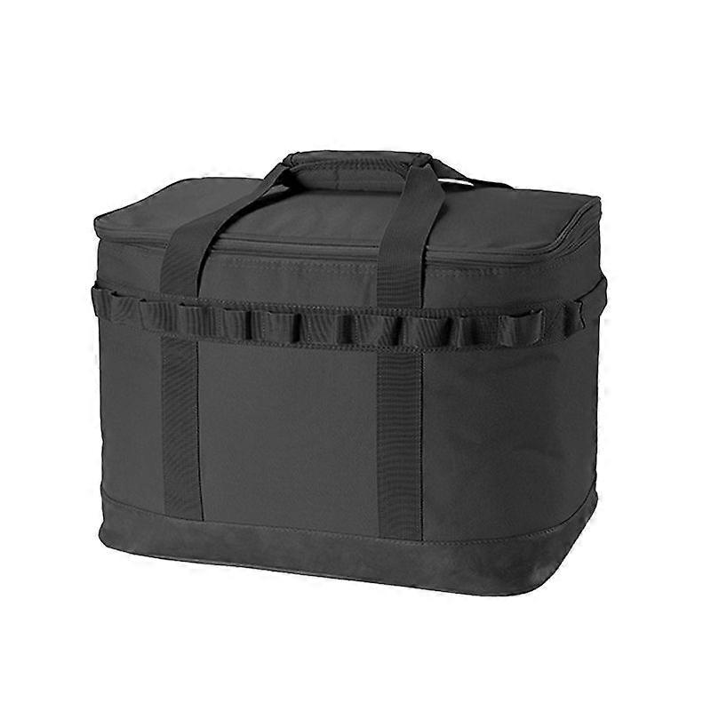 Large Capacity Outdoor Camping Tableware Storage Box Kitchenware Bag(Black)