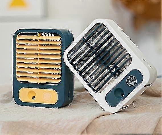 Blue Mini Desk Fan, Mist Fan With 60ml Water Tank, 3 Speed Usb Rechargeable Fan, Quiet Fan