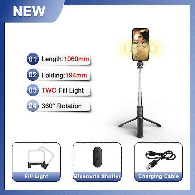 Roreta 2022 NEW Wireless bluetooth selfie stick tripod with fill light shutter remote control for IOS Android smart phone