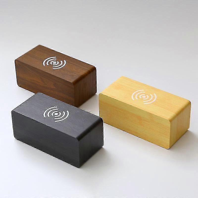 ワイヤレス充電3アラーム付き木製デジタル目覚まし時計