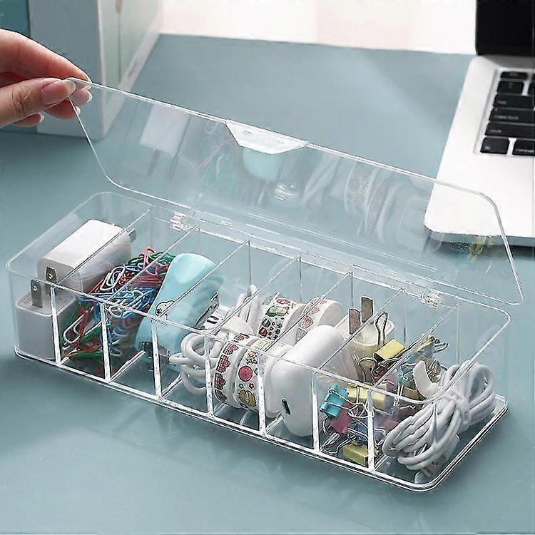 Dust Storage Line Box Hub Finishing Box Desktop Data Cable Storage Box, Specification: 8 Grid Increase With Cover