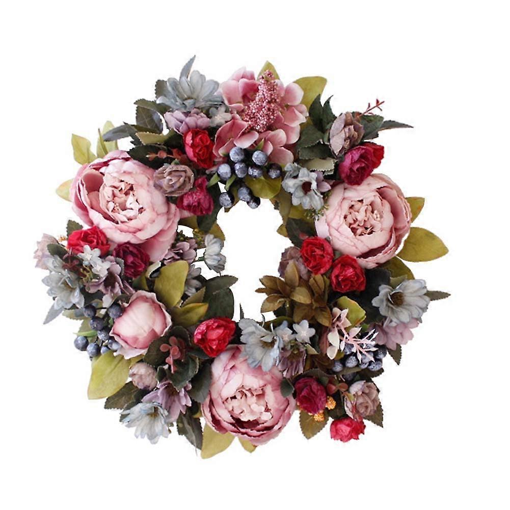 Handmade Artificial Peony Flower Wreath for Front Door Decor Spring Summer 14'