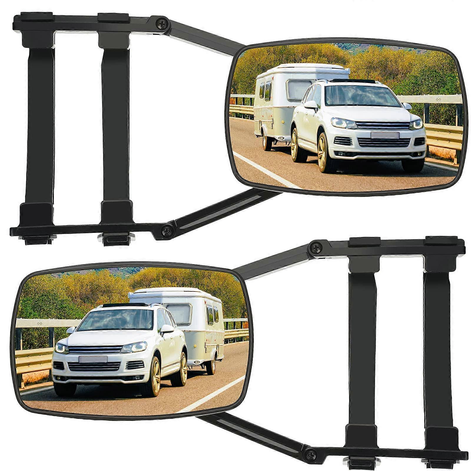 2 Pcs Mirror Extenders Towing Universal Clampon Mirror Adjustable Degree 360 Rotation Towing for Vehicle Car Truck Trailer, Black
