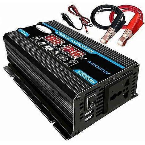 4000W Pure Sine Inverter 12V 220V Sine Wave Inverter Transformer with Wireless Remote Control LED Screen 2 USB Port for Car Camping Travel