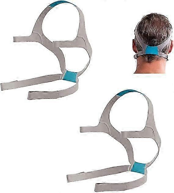 Erstatningsstropper for hodestropper for ResMed AirFit F20 CPAP-maske for hele ansiktet Pakke med to (2) stropper | Grå og blå farge |Holdbart førsteklasses nylonmateriale