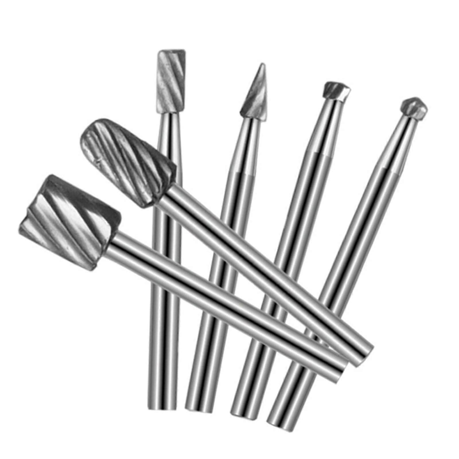 HSS Rotary Multi Tool Burr Set of 6, High Speed Steel Router Bit Mill Cutter Attachments for Precision Cutting and Shaping