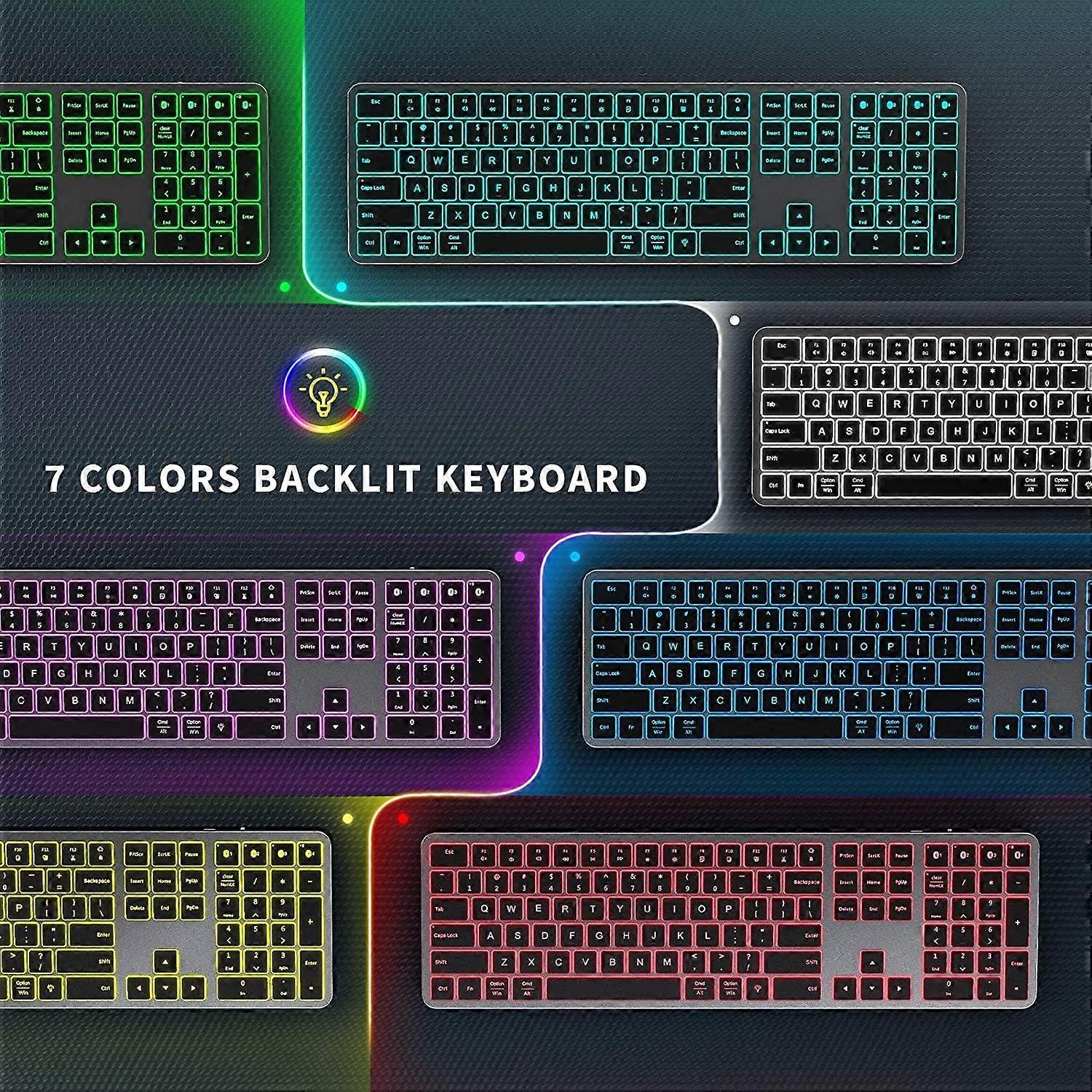 Bluetooth Backlit Keyboard 110 Key Rechargeable Wireless Mac Keyboard Wireless Backlit Multi-Device Keyboard for Laptop Computer