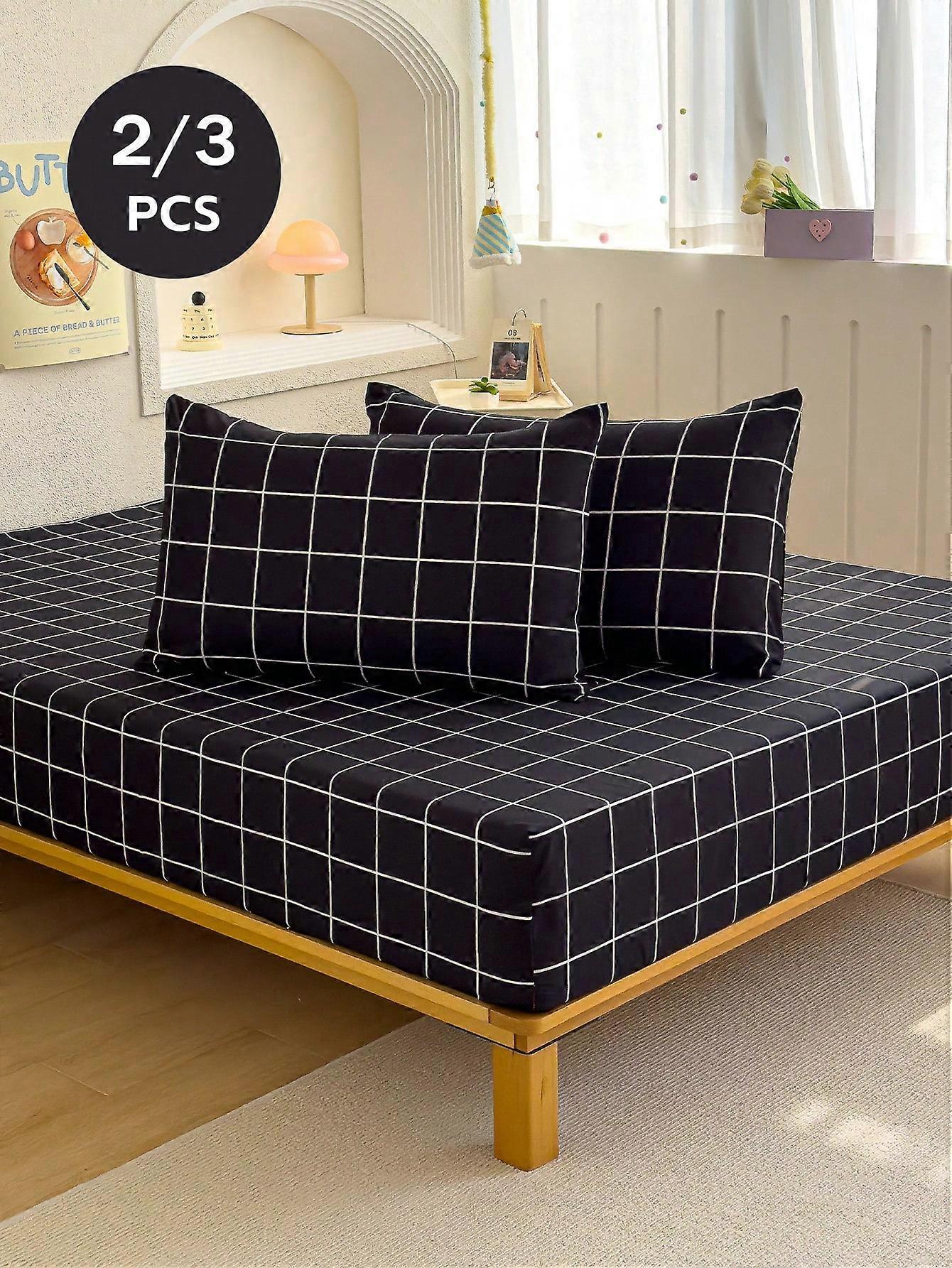 3Pcs Soft Fitted Sheet Set with 1 Pillowcase & Mattress Protector 12in Deep for Twin Full Queen King Bed