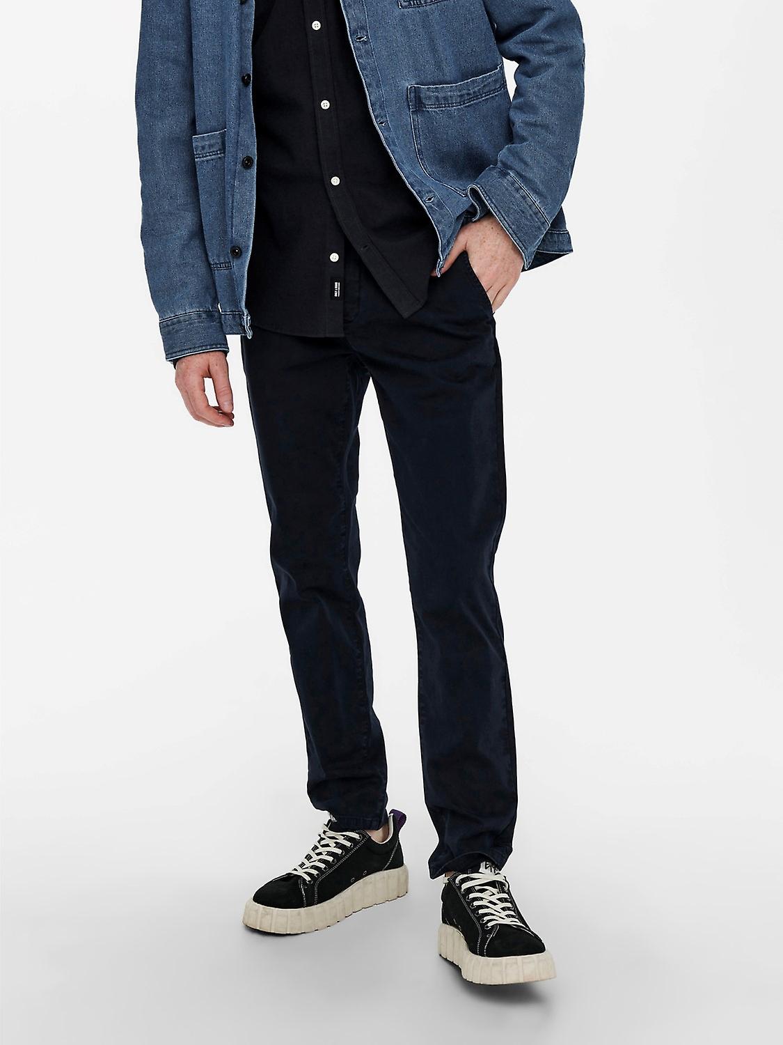 Herren ONLY & SONS Chino Hose Basic Slim Fit Pants ONSPETE Baumwolle Twill
