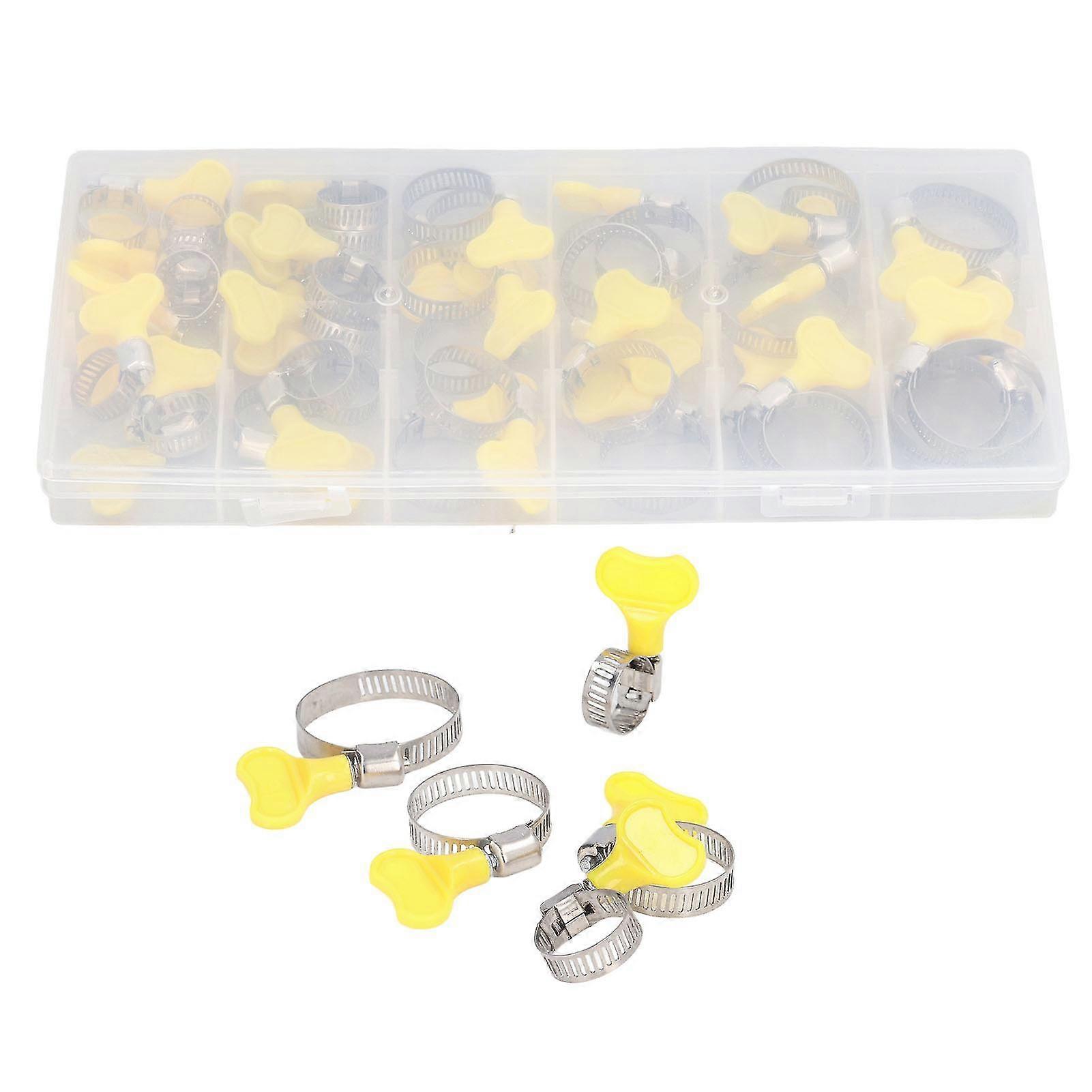 Hose Clamp Stainless Steel Reusable Adjustment Worm Gear Clamp Clip 44 Pcs Key for Pipeline