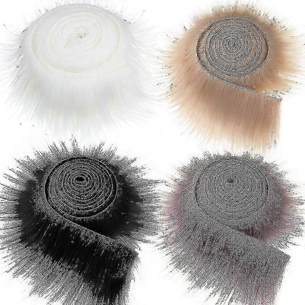 1.5m Plush Fur Stripe Long Plush Fur Fabric Fluffy Trimming D Faux Fur Ribbon Tapes Trim Fabric Roll