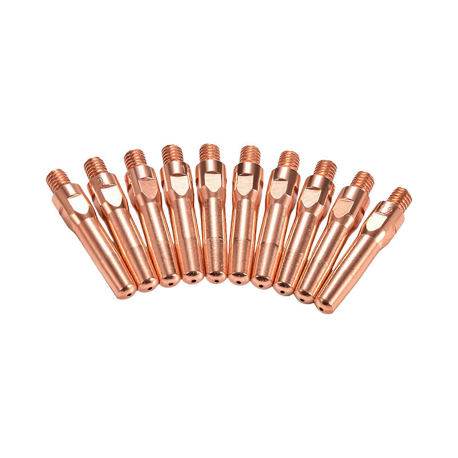 10Pcs 0.8/1.0/1.2/1.4/1.6mm Welding Contact Tip Copper Welding Nozzle For Welding Torch Copper Mechanical Welding Nozzle