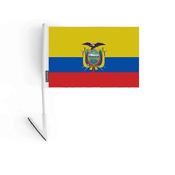 Adhesive flag - Ecuador - 14 x 21 cm - Durable polyester - Lightweight - Double-sided