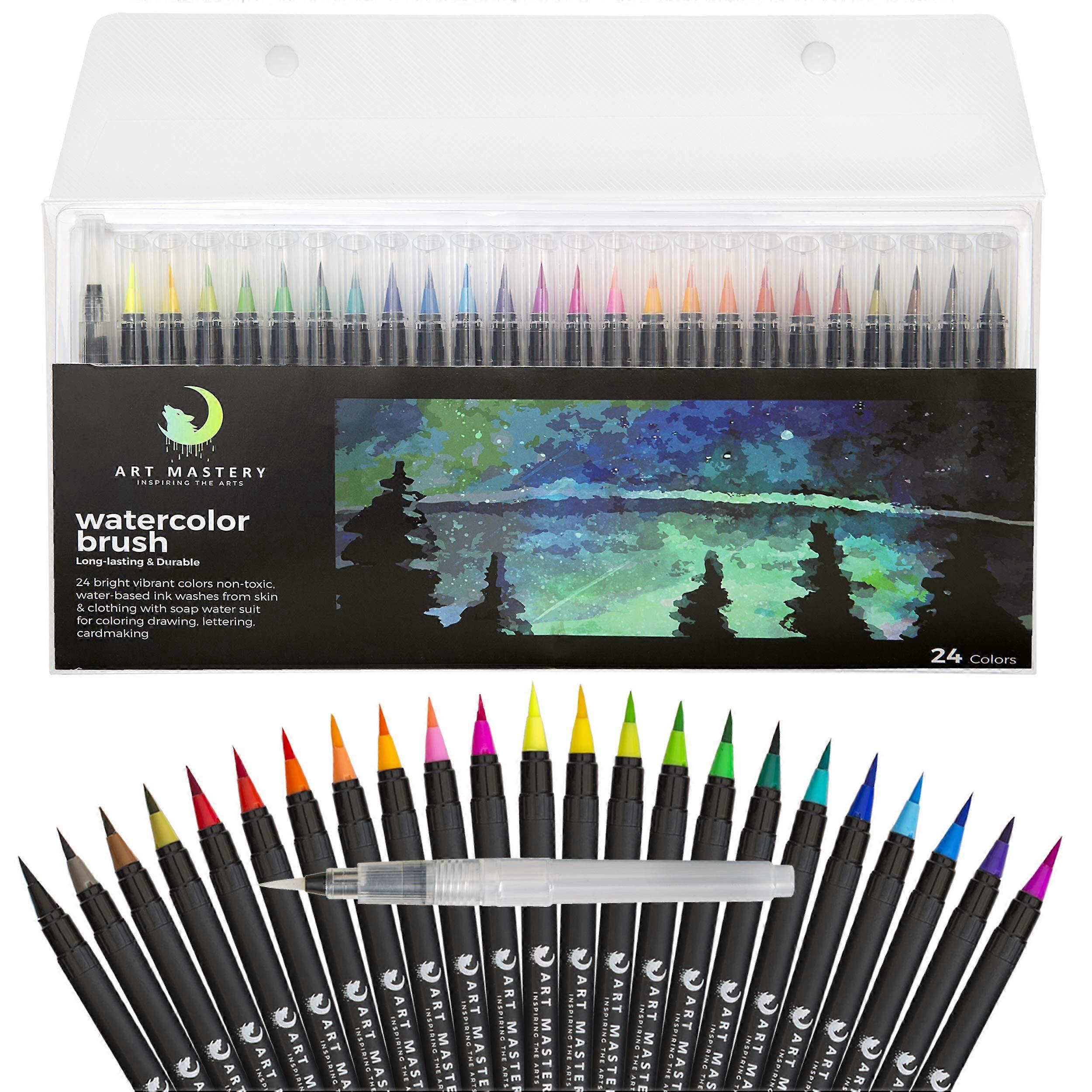 Real Brush Pens, 24Pack with Flexible Brush Tip, Professional Watercolor Brush Pens for Drawing, Painting