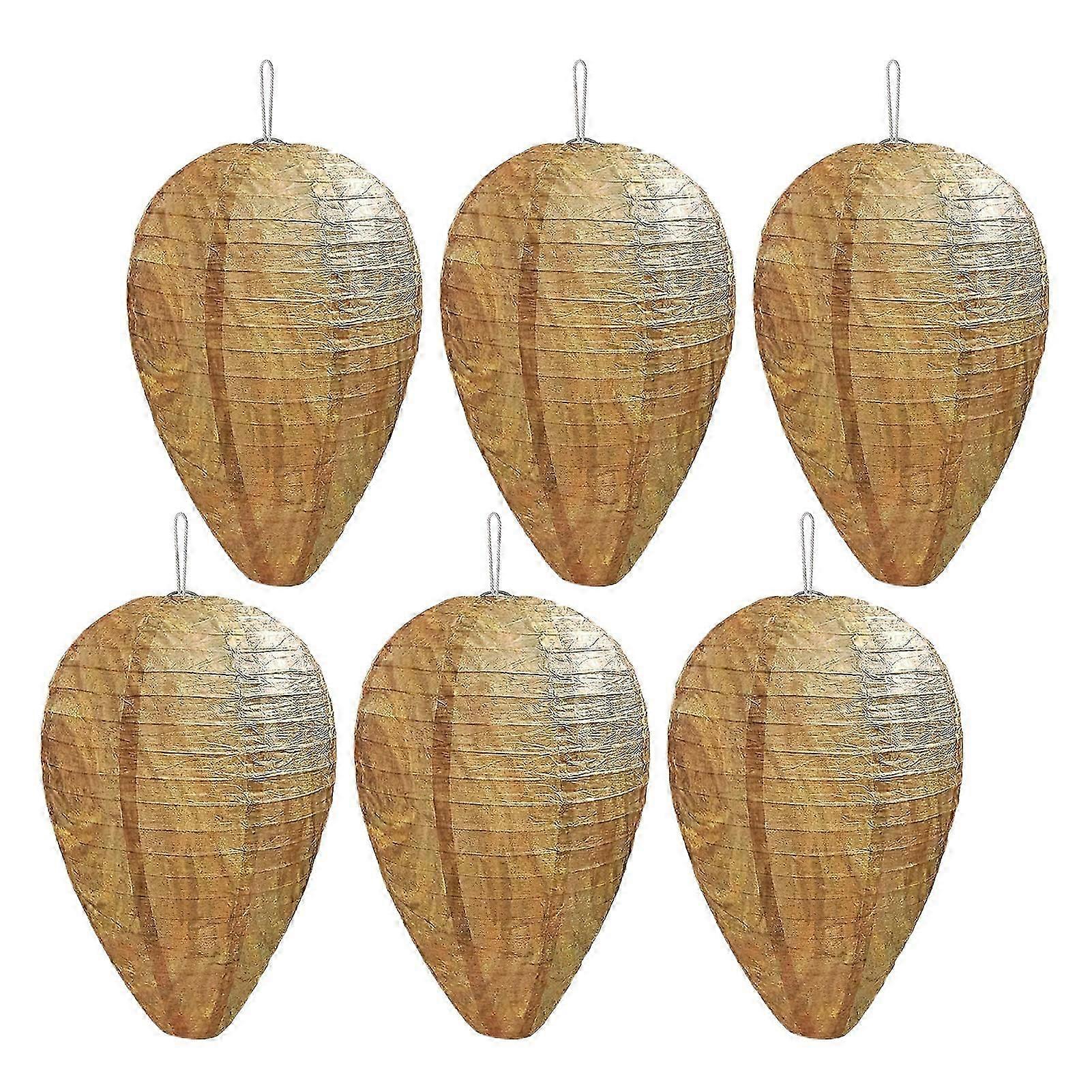 6pcs Wasp Nest Decoy, Hanging Wasp Nest Paper Fake Wasp Nest, Stay Away from Wasps Hornets for Patio Garden Outdoor