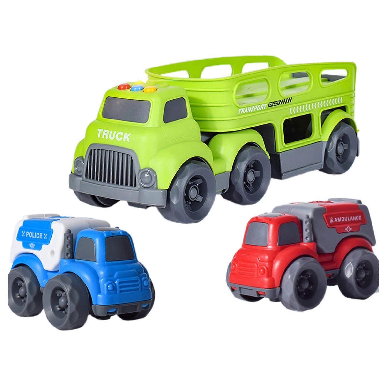 3Pcs Realistic Ambulance Car Model Toy Vehicle Simulation Boy Inertial Car Truck Model Friction Engineering Vehicle Toy