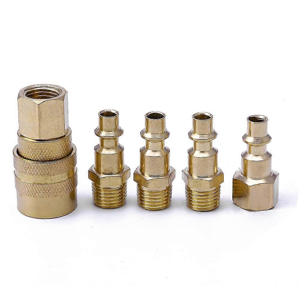 5Pcs 1/4" NPT Brass Quick Coupler Solid  Hose Connector Fittings Tools Hot
