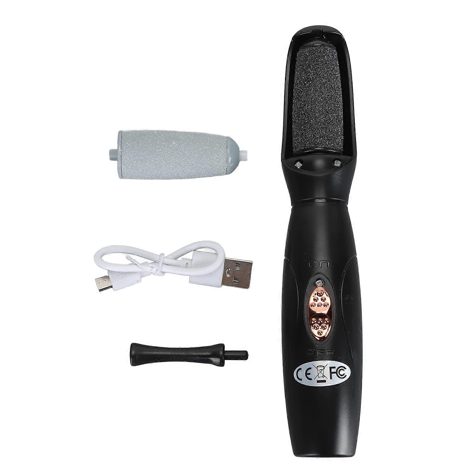 Râpe électrique rotative à 360° pour éliminer les callosités et les peaux mortes, rechargeable, idéale pour les pieds secs, craquelés et durs, noire
