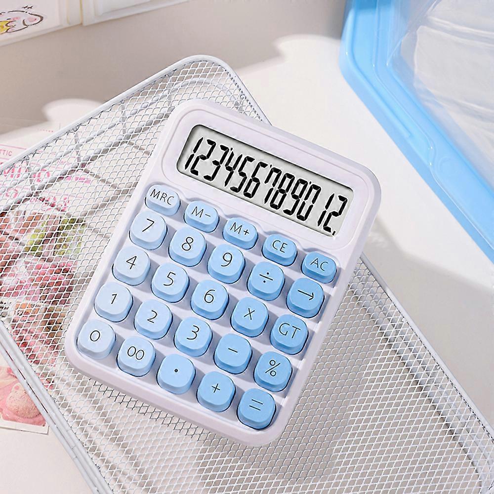 Cute Calculator 12 Digit Large LCD Display Big Round Button Gradient Candy Colored Dual Power Supply Calculator Suitable for Office School Home for K