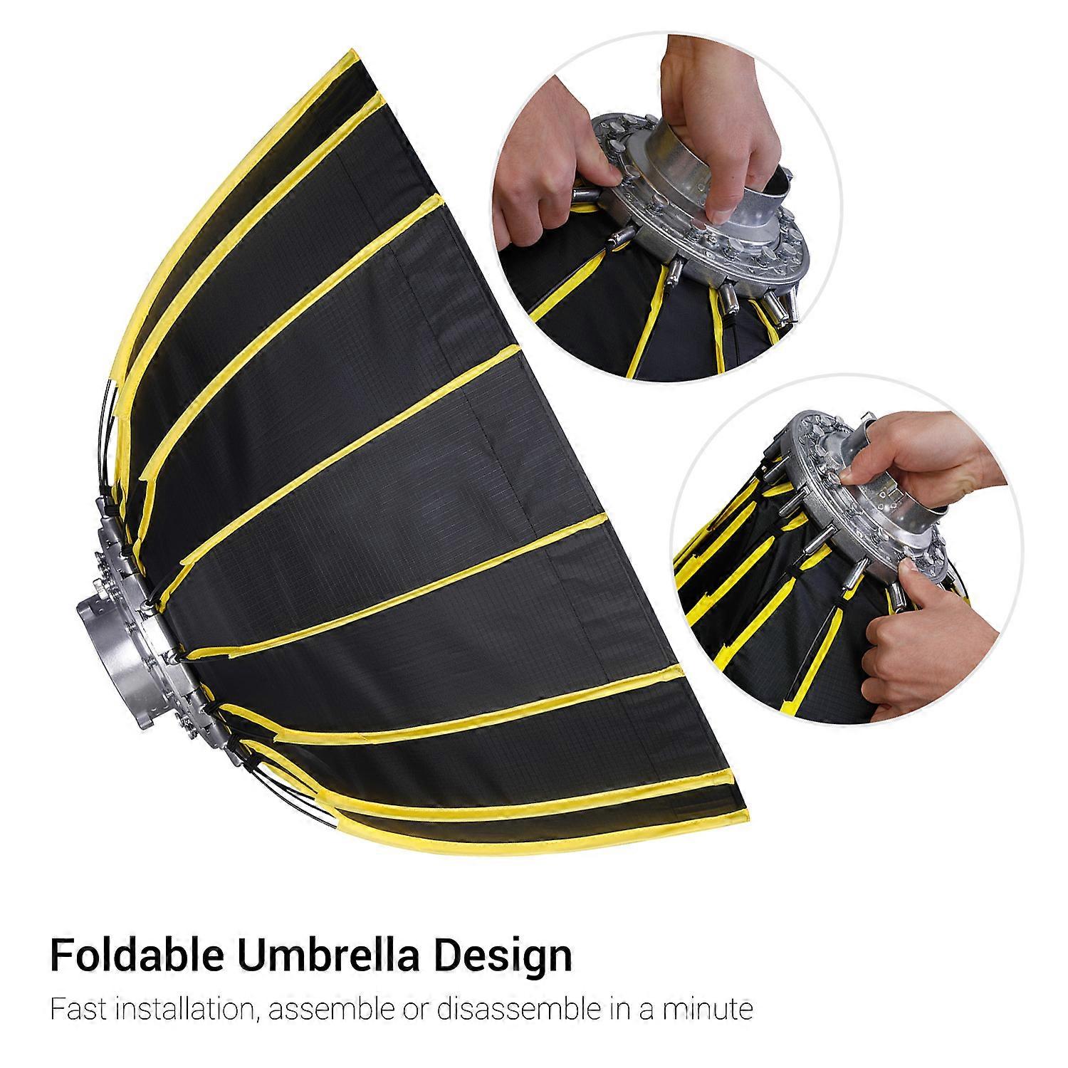 Hexadecagon Parabolic Softbox Light Kit - 60cm Fast Install, Diffuser & Grid Strip