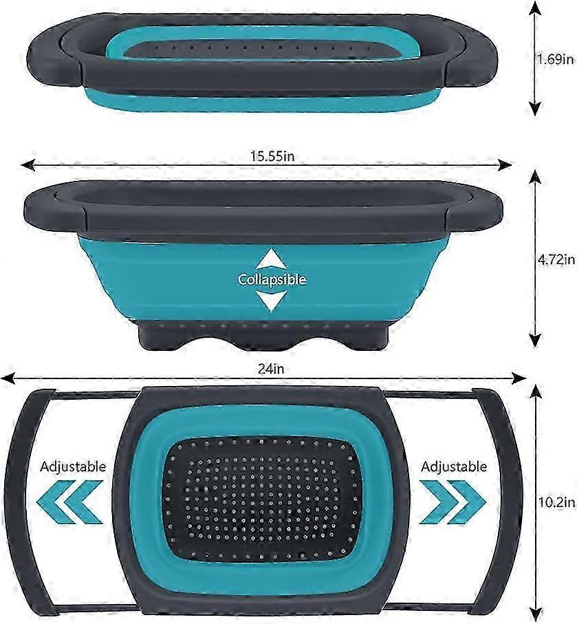 3 Piece Collapsible Kitchen Colanders - Foldable Food Strainers for 4 Quart and 6 Quart Capacity